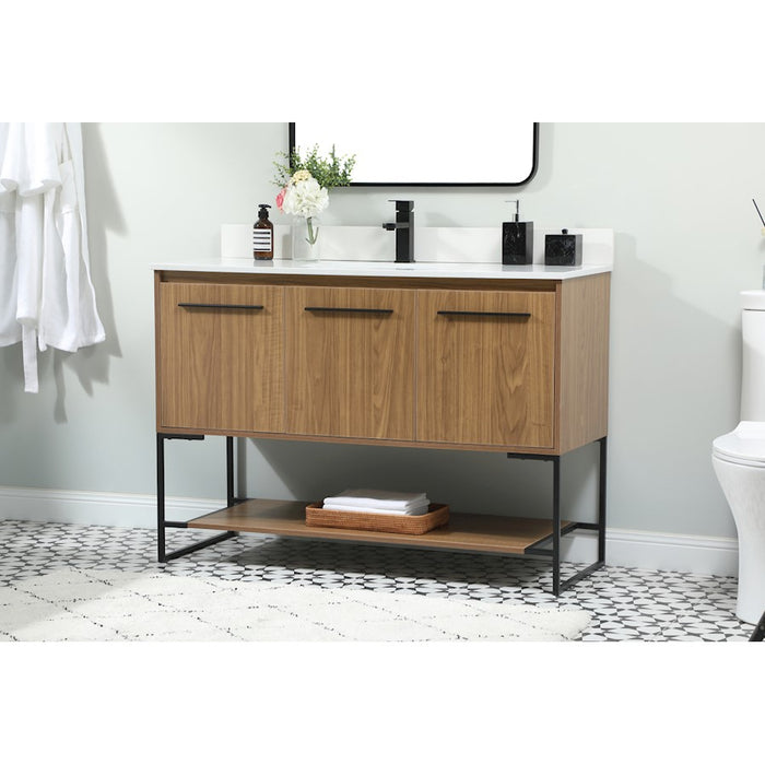 Elegant Sloane 48" Single Vanity, Walnut Brown/Backsplash