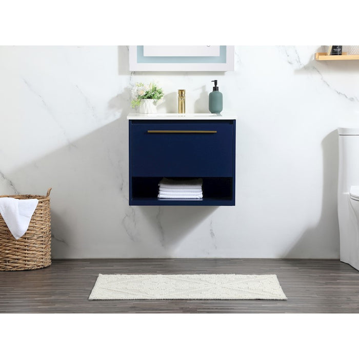 Elegant Kitchen/Bath Roman 24" Single Bathroom Vanity, Blue