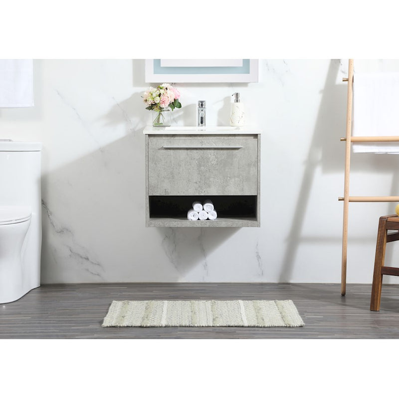Elegant Roman 24" Single Bathroom Vanity, Concrete Grey