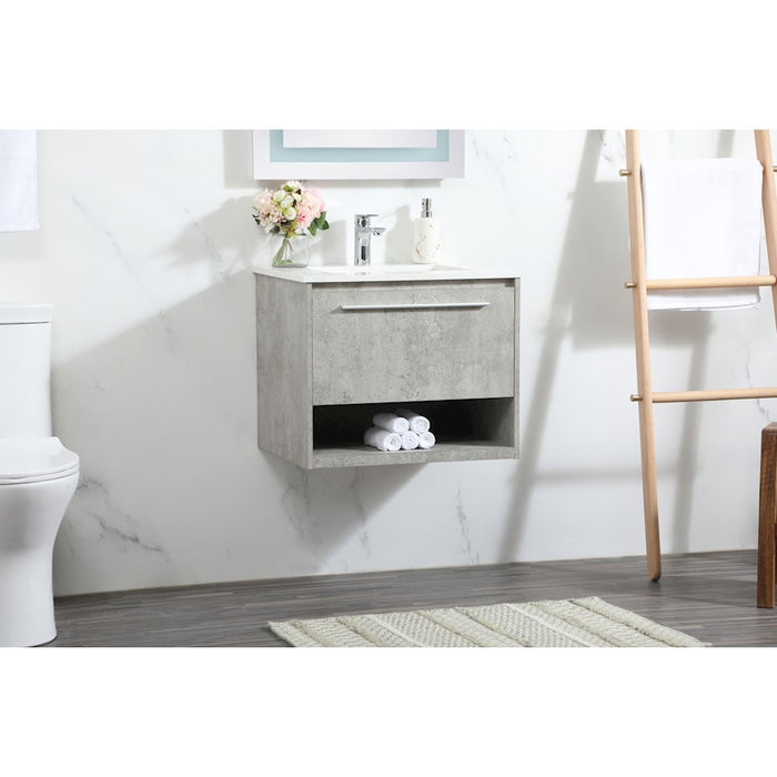 Elegant Roman 24" Single Bathroom Vanity, Concrete Grey