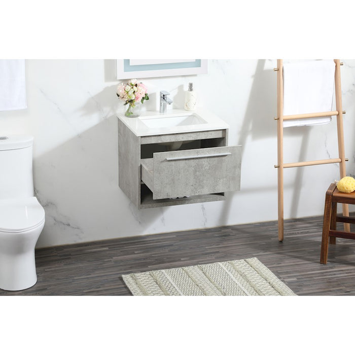 Elegant Roman 24" Single Bathroom Vanity, Concrete Grey
