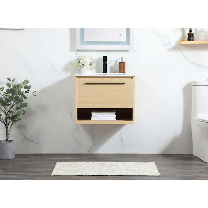 Elegant Kitchen/Bath Roman 24" Single Bathroom Vanity, Maple