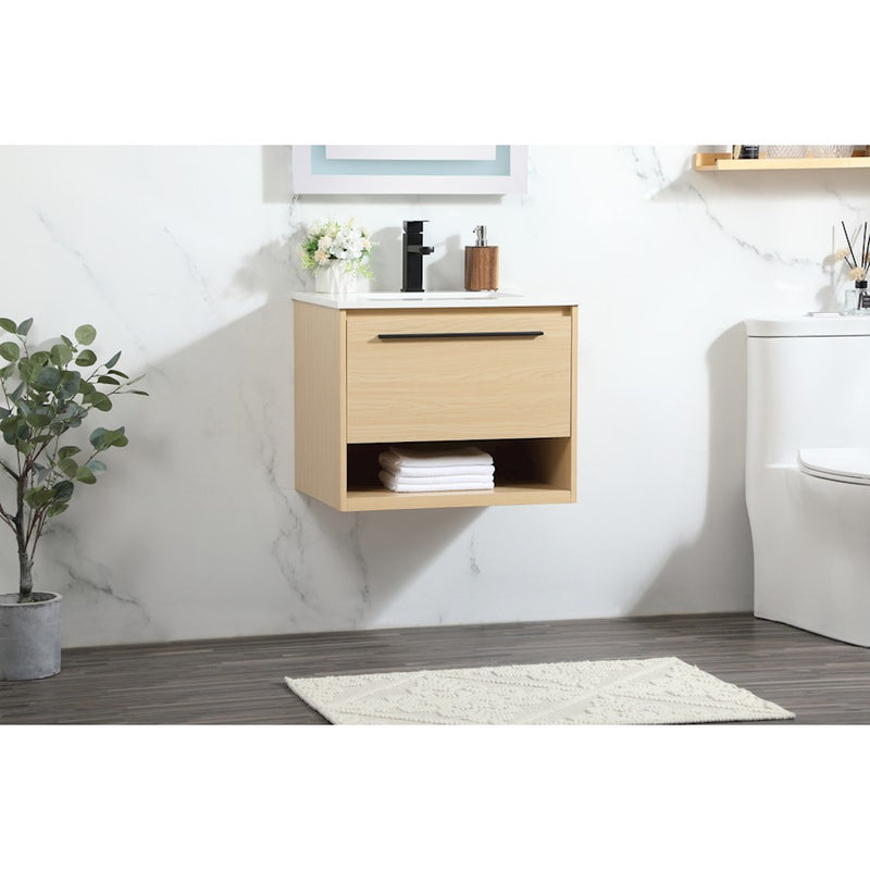 Elegant Kitchen/Bath Roman 24" Single Bathroom Vanity, Maple