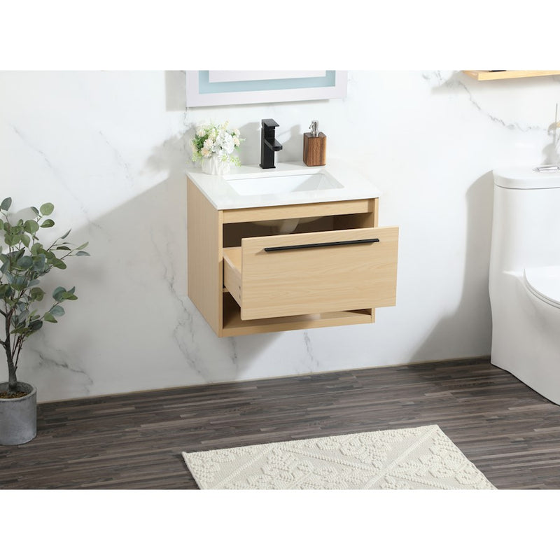 Elegant Kitchen/Bath Roman 24" Single Bathroom Vanity, Maple