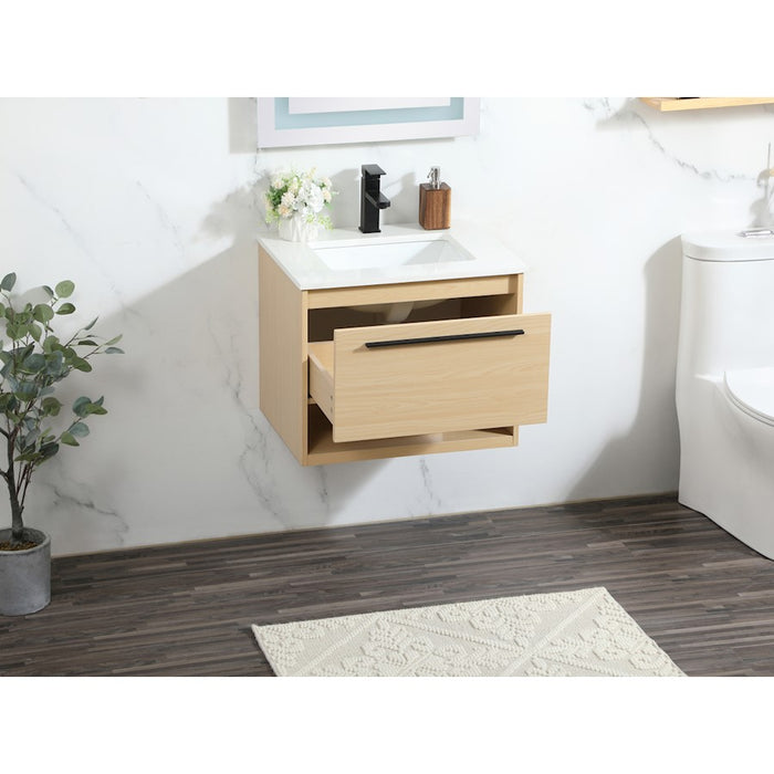Elegant Kitchen/Bath Roman 24" Single Bathroom Vanity, Maple