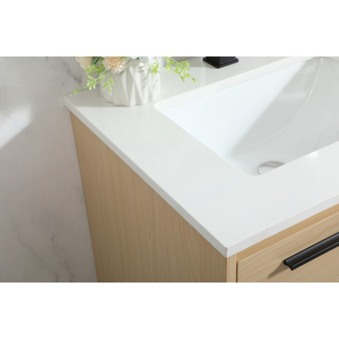 Elegant Kitchen/Bath Roman 24" Single Bathroom Vanity, Maple