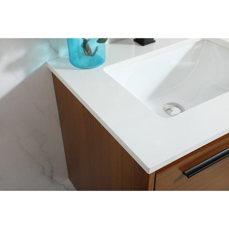 Elegant Kitchen/Bath Roman 24" Single Bathroom Vanity, Teak