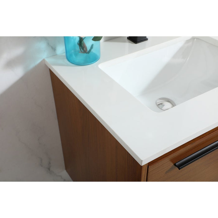 Elegant Kitchen/Bath Roman 24" Single Bathroom Vanity, Teak
