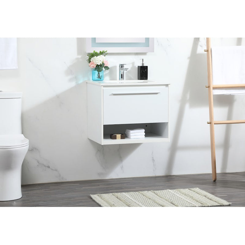 Elegant Kitchen/Bath Roman 24" Single Bathroom Vanity, White