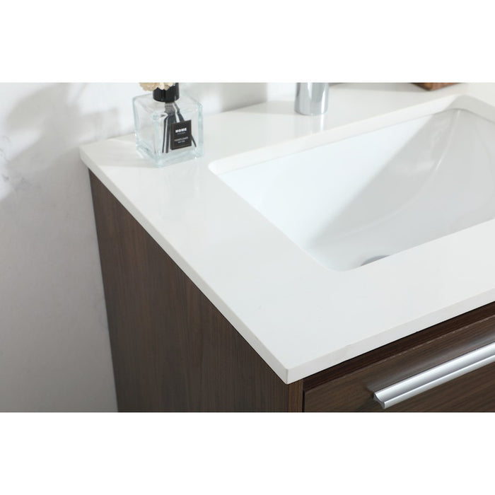 Elegant Kitchen/Bath Roman 24" Single Bathroom Vanity, Walnut