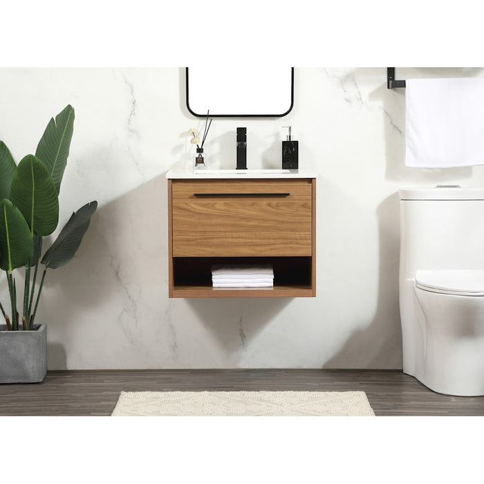 Elegant Kitchen/Bath Roman 24" Single Bathroom Vanity, Walnut Brown