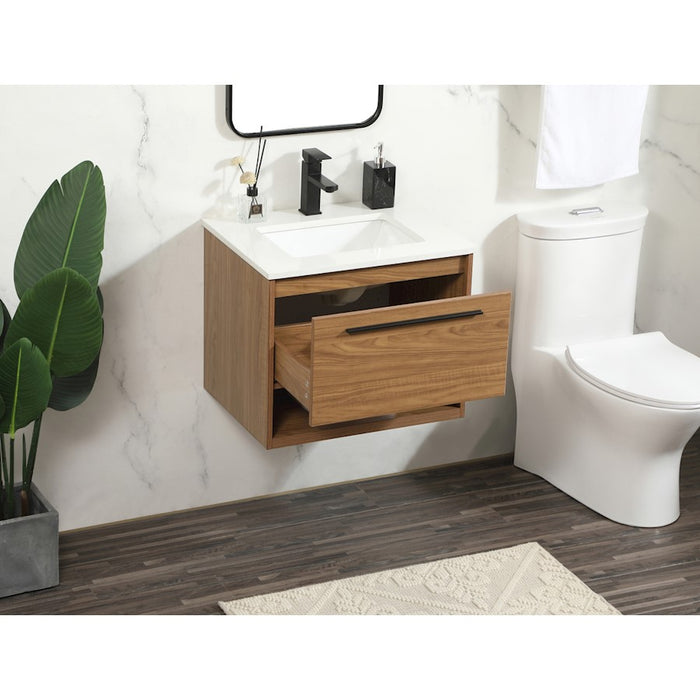 Elegant Kitchen/Bath Roman 24" Single Bathroom Vanity, Walnut Brown