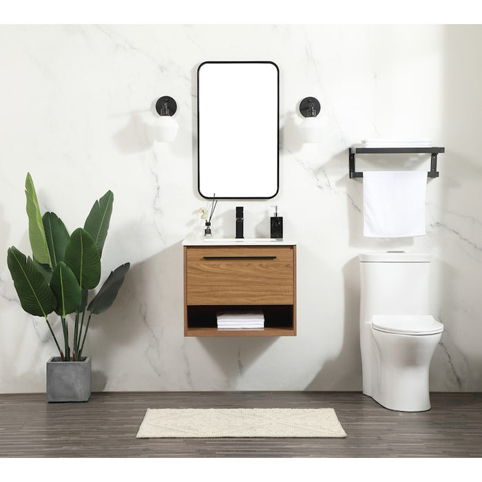 Elegant Kitchen/Bath Roman 24" Single Bathroom Vanity, Walnut Brown