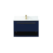 Elegant Roman 30" Single Bathroom Vanity, Blue/Backsplash - VF43530MBL-BS