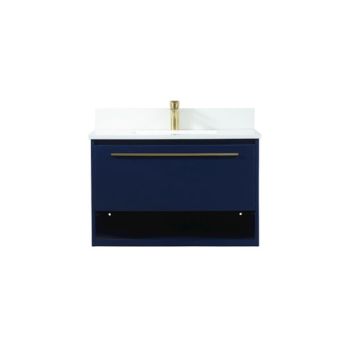 Elegant Roman 30" Single Bathroom Vanity, Blue/Backsplash - VF43530MBL-BS