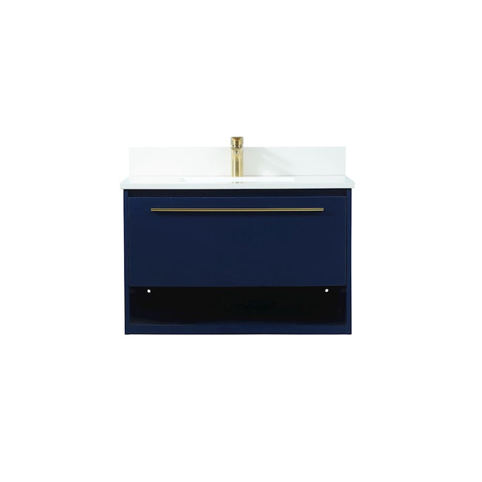 Elegant Roman 30" Single Bathroom Vanity, Blue/Backsplash - VF43530MBL-BS