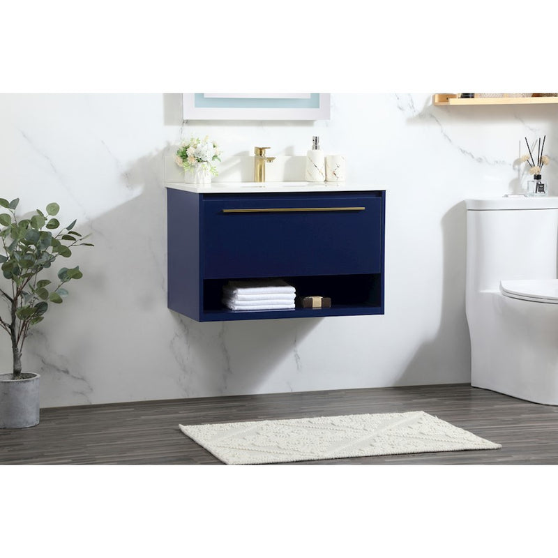 Elegant Roman 30" Single Bathroom Vanity, Blue/Backsplash