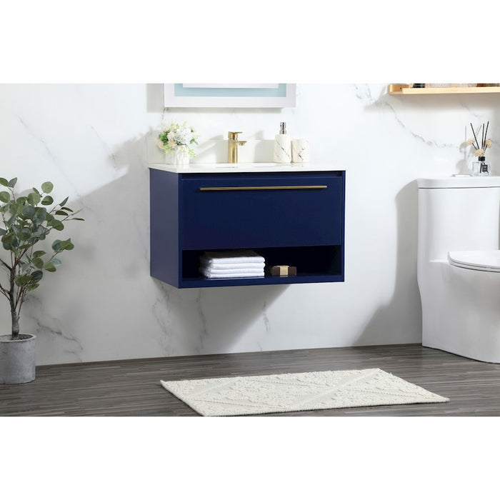 Elegant Roman 30" Single Bathroom Vanity, Blue/Backsplash