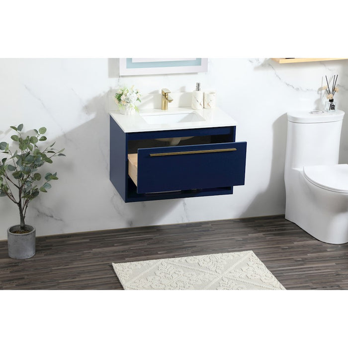 Elegant Roman 30" Single Bathroom Vanity, Blue/Backsplash