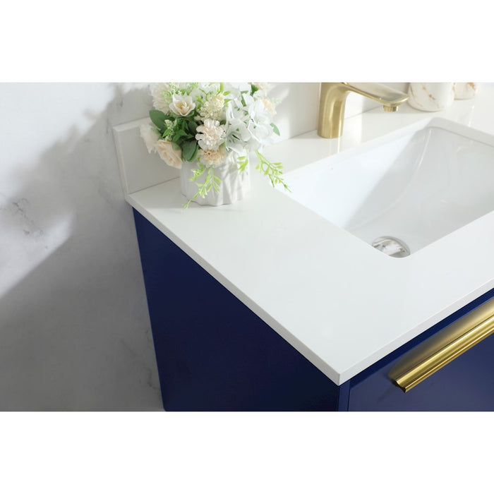 Elegant Roman 30" Single Bathroom Vanity, Blue/Backsplash