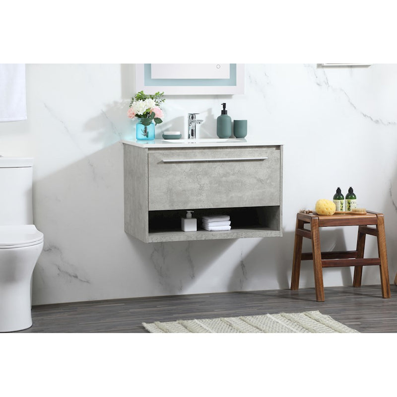 Elegant Roman 30" Single Bathroom Vanity, Concrete Grey