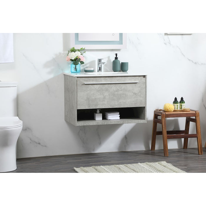 Elegant Roman 30" Single Bathroom Vanity, Concrete Grey