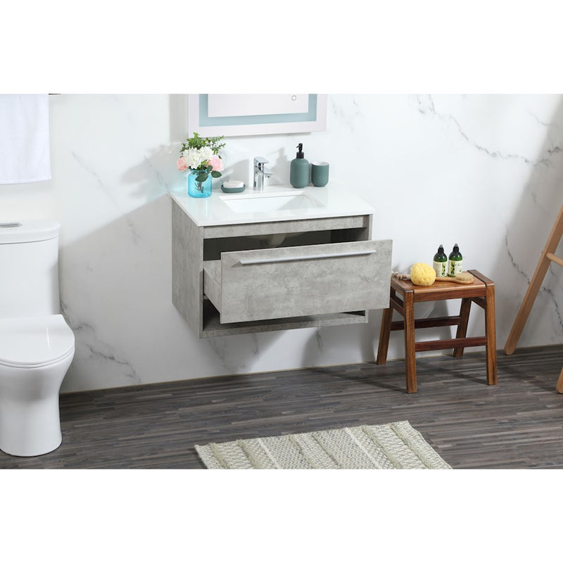 Elegant Roman 30" Single Bathroom Vanity, Concrete Grey