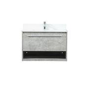 Elegant Roman 30" Single Vanity, Concrete Grey/Backsplash - VF43530MCG-BS
