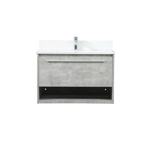Elegant Roman 30" Single Vanity, Concrete Grey/Backsplash - VF43530MCG-BS
