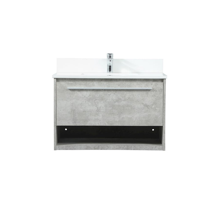 Elegant Roman 30" Single Vanity, Concrete Grey/Backsplash - VF43530MCG-BS