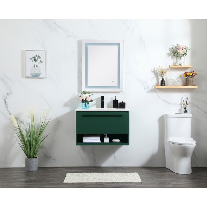 Elegant Roman 30" Single Vanity, Concrete Grey/Backsplash