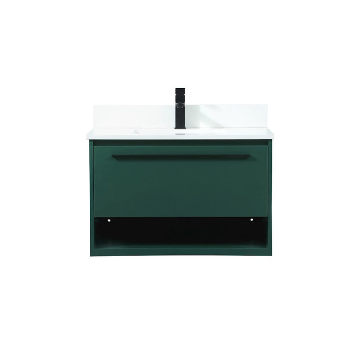 Elegant Roman 30" Single Bathroom Vanity, Green/Backsplash - VF43530MGN-BS