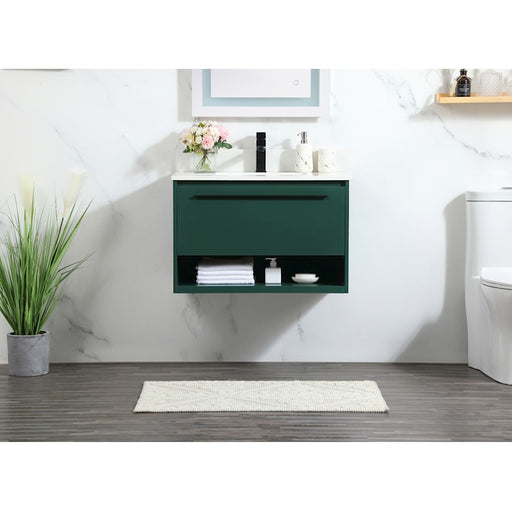 Elegant Roman 30" Single Bathroom Vanity, Green/Backsplash