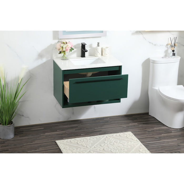 Elegant Roman 30" Single Bathroom Vanity, Green/Backsplash