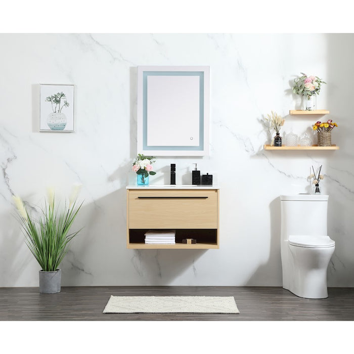 Elegant Kitchen/Bath Roman 30" Single Bathroom Vanity, Maple