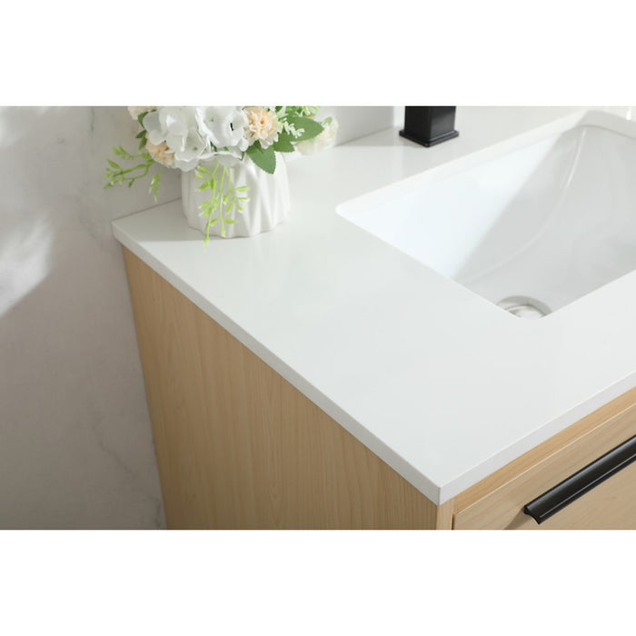 Elegant Kitchen/Bath Roman 30" Single Bathroom Vanity, Maple