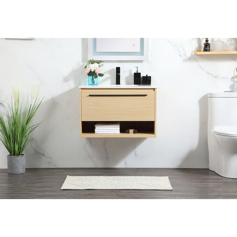Elegant Roman 30" Single Bathroom Vanity, Maple/Backsplash