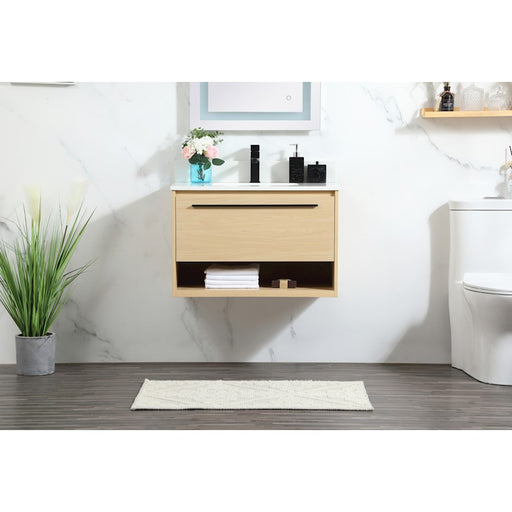 Elegant Roman 30" Single Bathroom Vanity, Maple/Backsplash