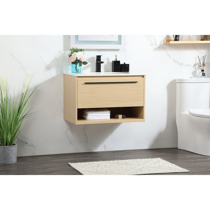 Elegant Roman 30" Single Bathroom Vanity, Maple/Backsplash