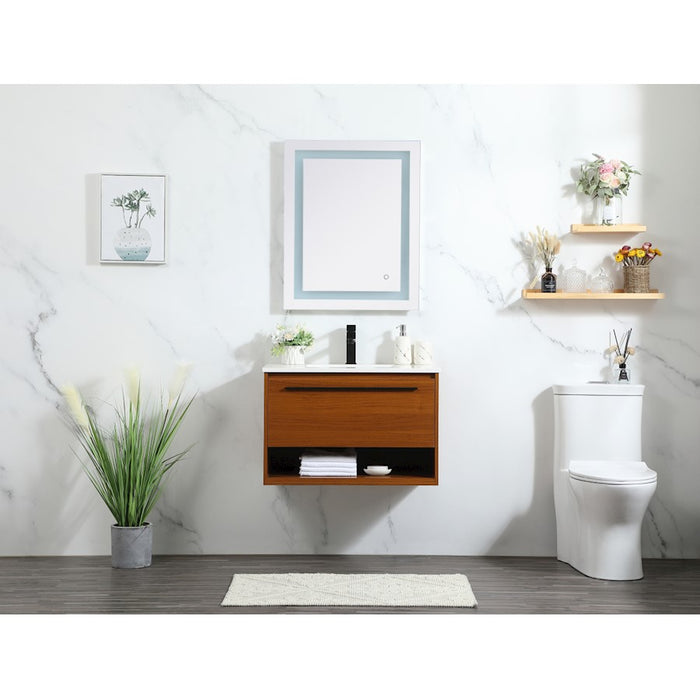 Elegant Roman 30" Single Bathroom Vanity, Maple/Backsplash