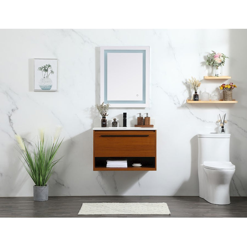 Elegant Kitchen/Bath Roman 30" Single Bathroom Vanity, Teak