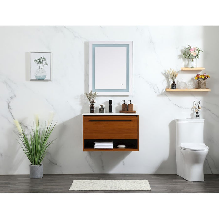 Elegant Kitchen/Bath Roman 30" Single Bathroom Vanity, Teak