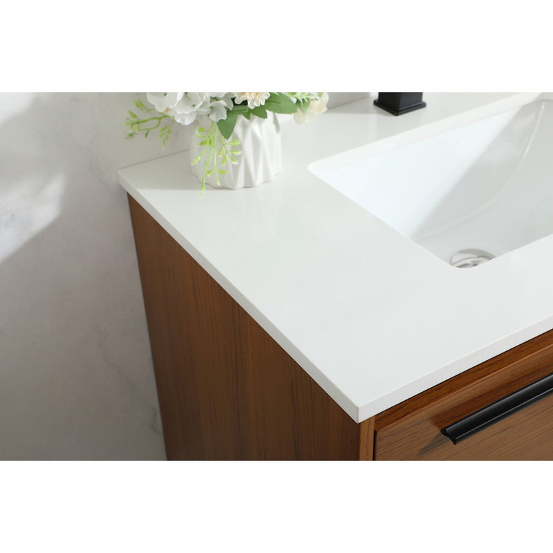Elegant Kitchen/Bath Roman 30" Single Bathroom Vanity, Teak