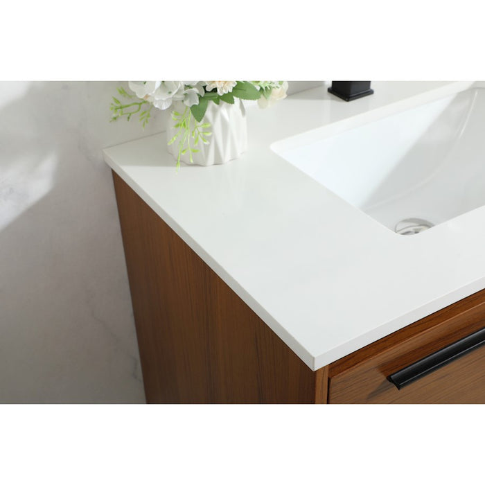 Elegant Kitchen/Bath Roman 30" Single Bathroom Vanity, Teak