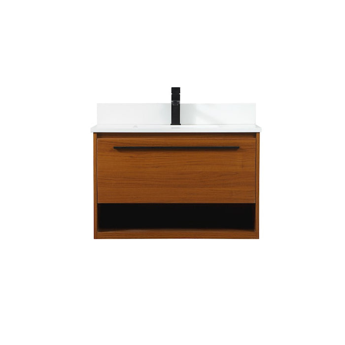 Elegant Roman 30" Single Bathroom Vanity, Teak/Backsplash - VF43530MTK-BS