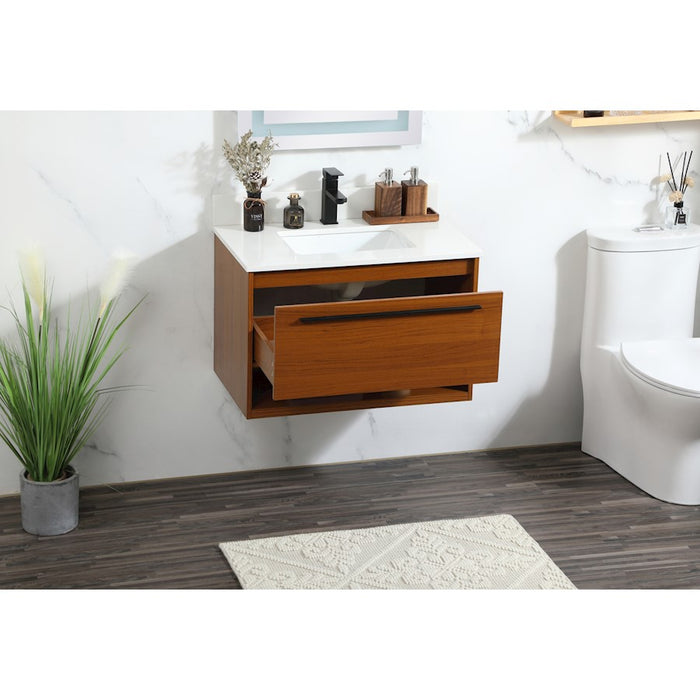 Elegant Roman 30" Single Bathroom Vanity, Teak/Backsplash