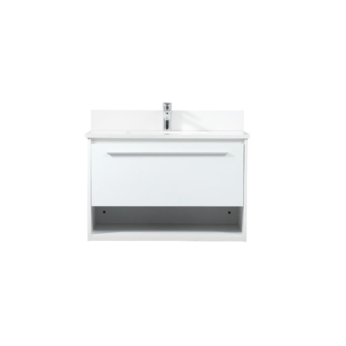 Elegant Roman 30" Single Bathroom Vanity, White/Backsplash - VF43530MWH-BS