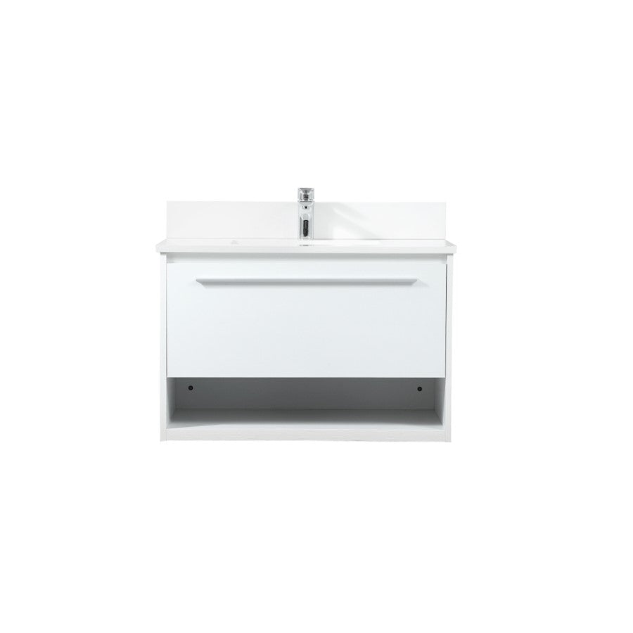 Elegant Roman 30" Single Bathroom Vanity, White/Backsplash - VF43530MWH-BS