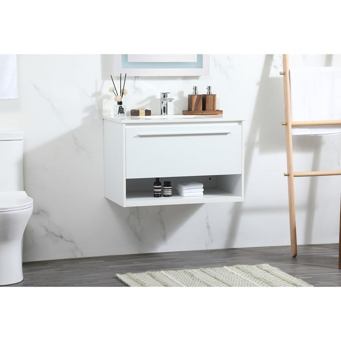 Elegant Roman 30" Single Bathroom Vanity, White/Backsplash