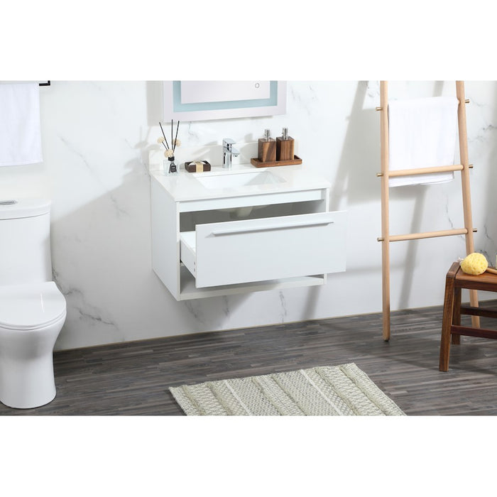 Elegant Roman 30" Single Bathroom Vanity, White/Backsplash